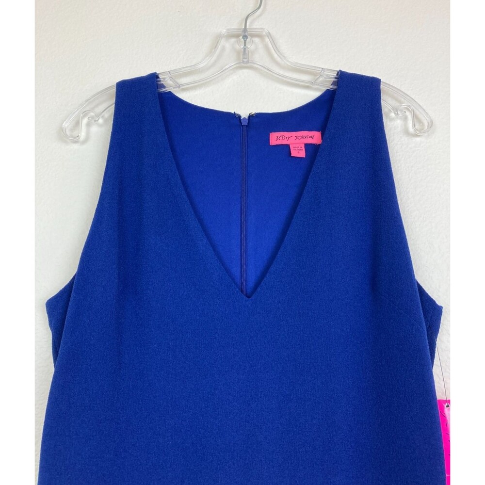 Betsey Johnson NWT Blue Midi Dress Size 8 Flounce Curved Ruffle Hem Luxe Classic - Picture 2 of 7